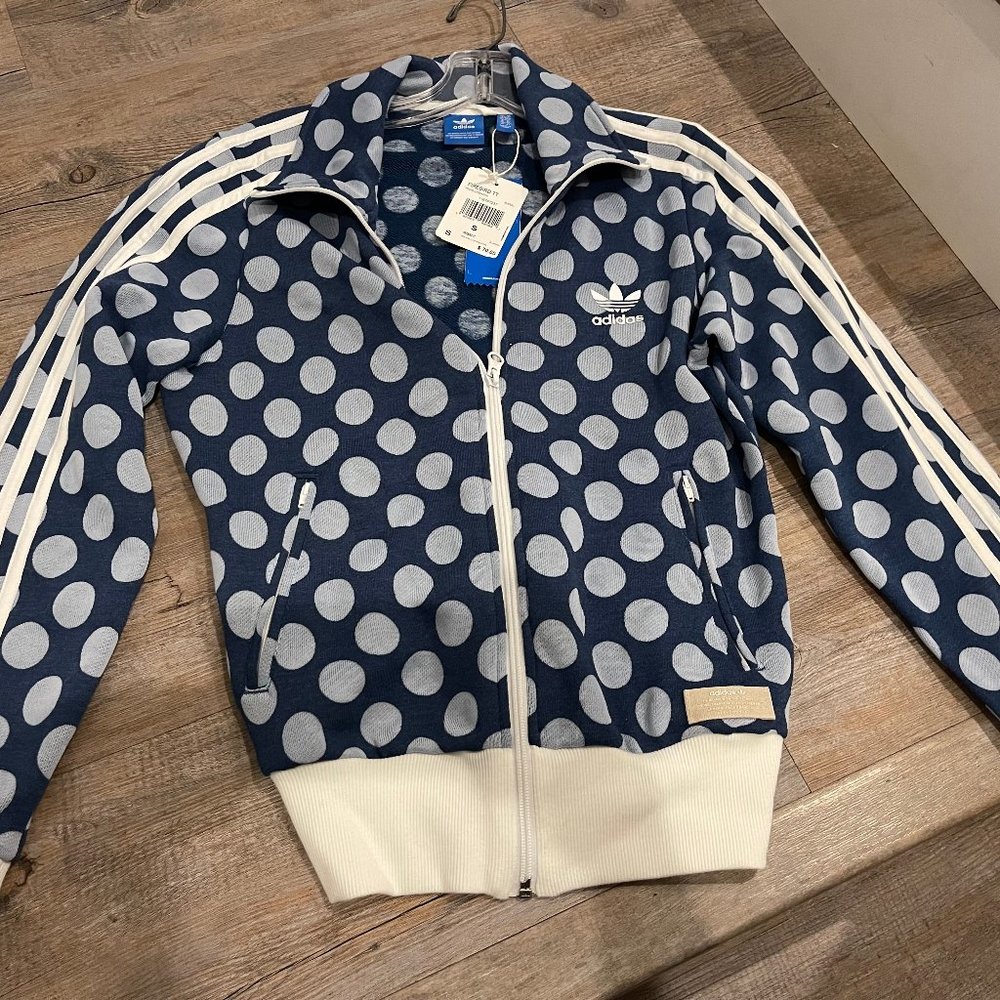 Adidas- Firebirblue polka dot track jacket- size S